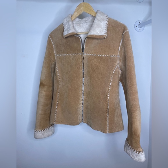Y2K Vintage Suede Faux Fur Paneled Leather  Suede Jacket - Picture 4 of 10